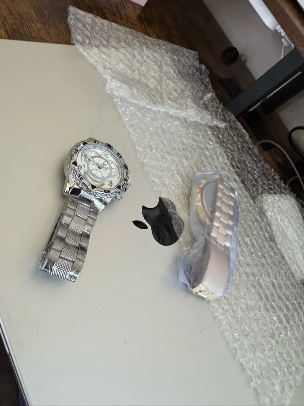 New Silvertone quartz analog watch, protective film still on!